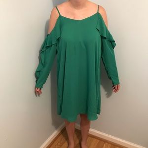 Loft Green Cold Shoulder Dress